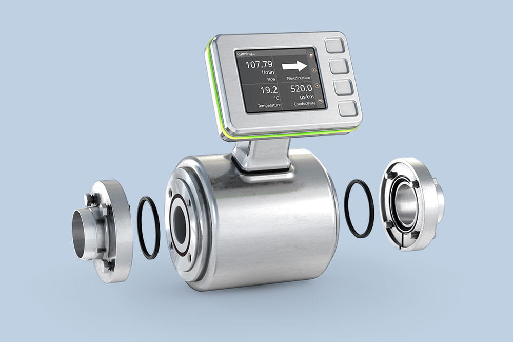 Flange seals for magnetic-inductive flow sensor with an innovative operating concept