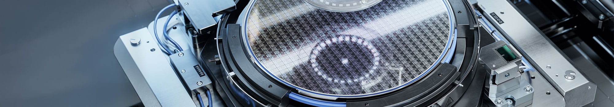Close-up of semiconductor wafer inspection system