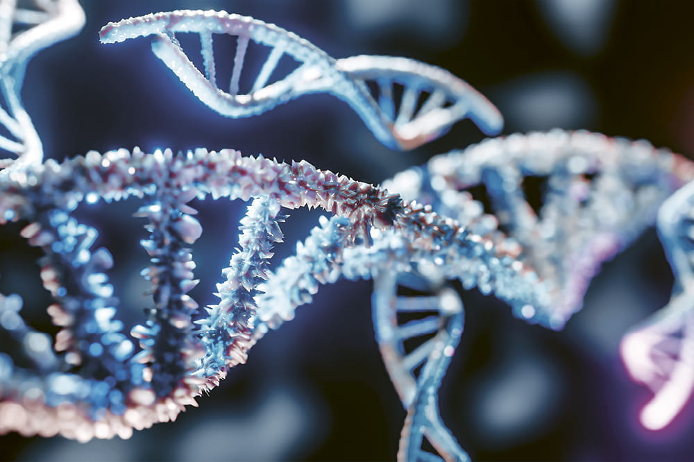Crystallising DNA strands.