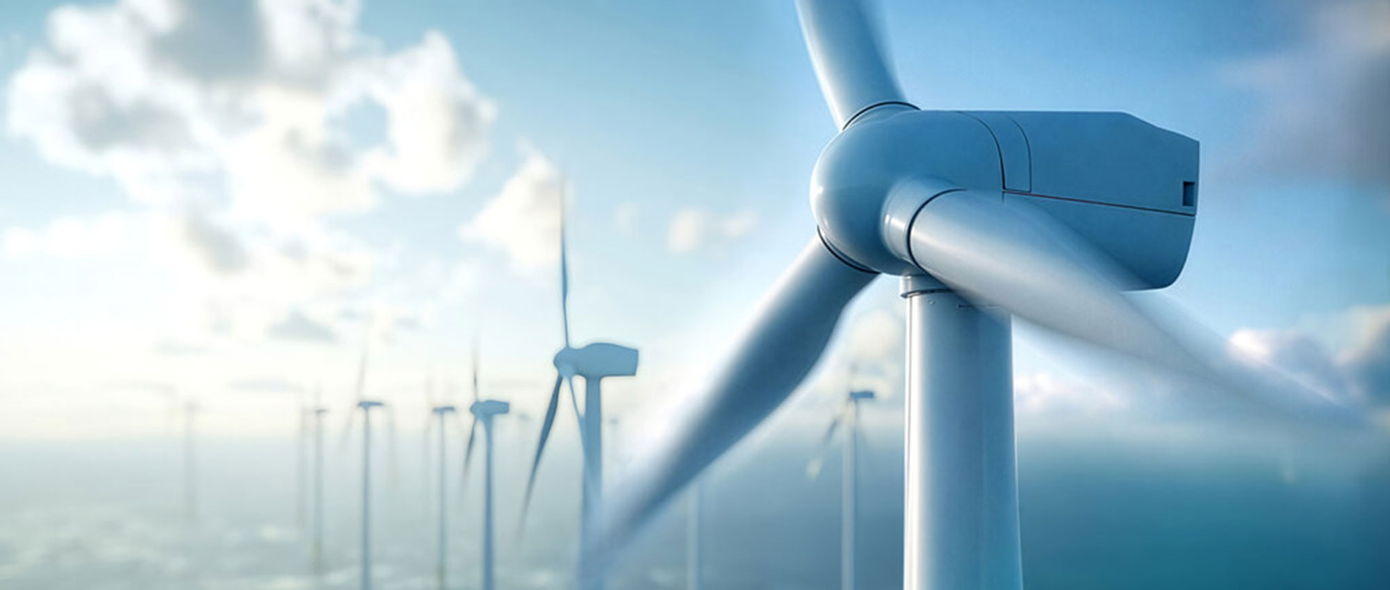 Offshore wind turbines generating renewable energy at sea.