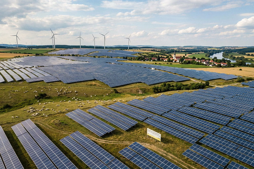 Solar power system in a field