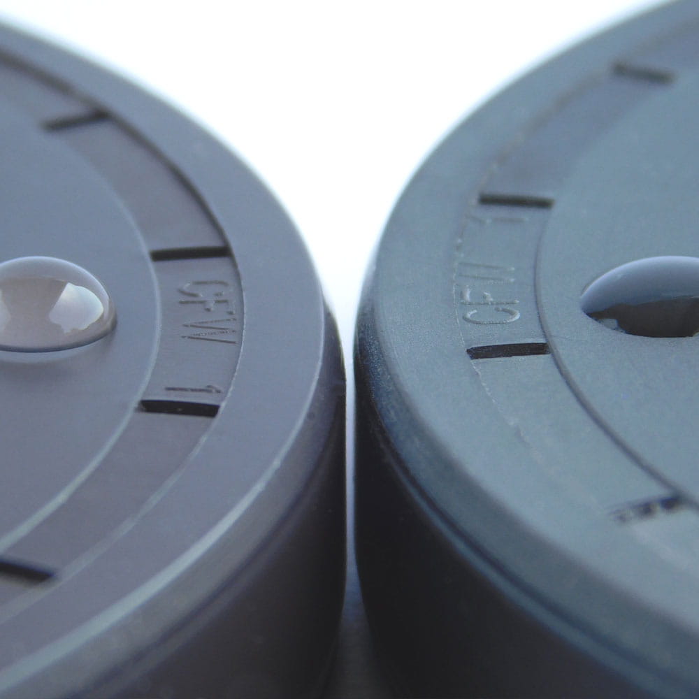 two blue rotary shaft seals with CFW engraving