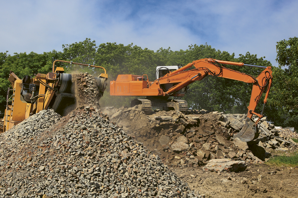 Eine Baustelle mit Baggern.