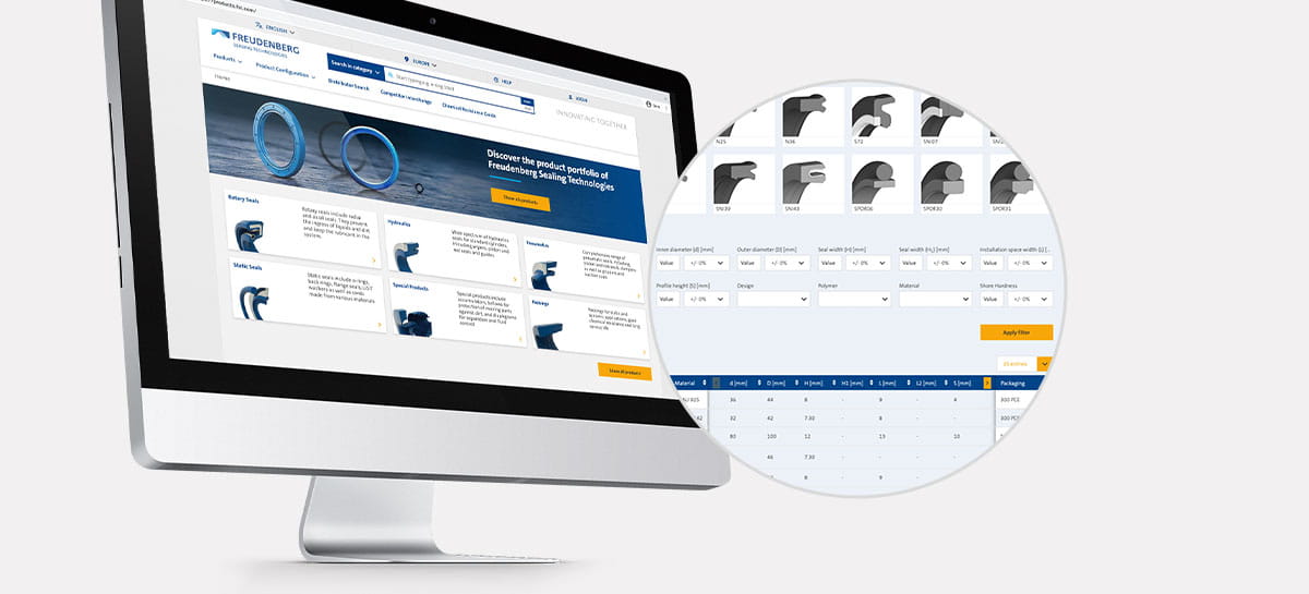 Computer Monitor zeigt Produktkatalog