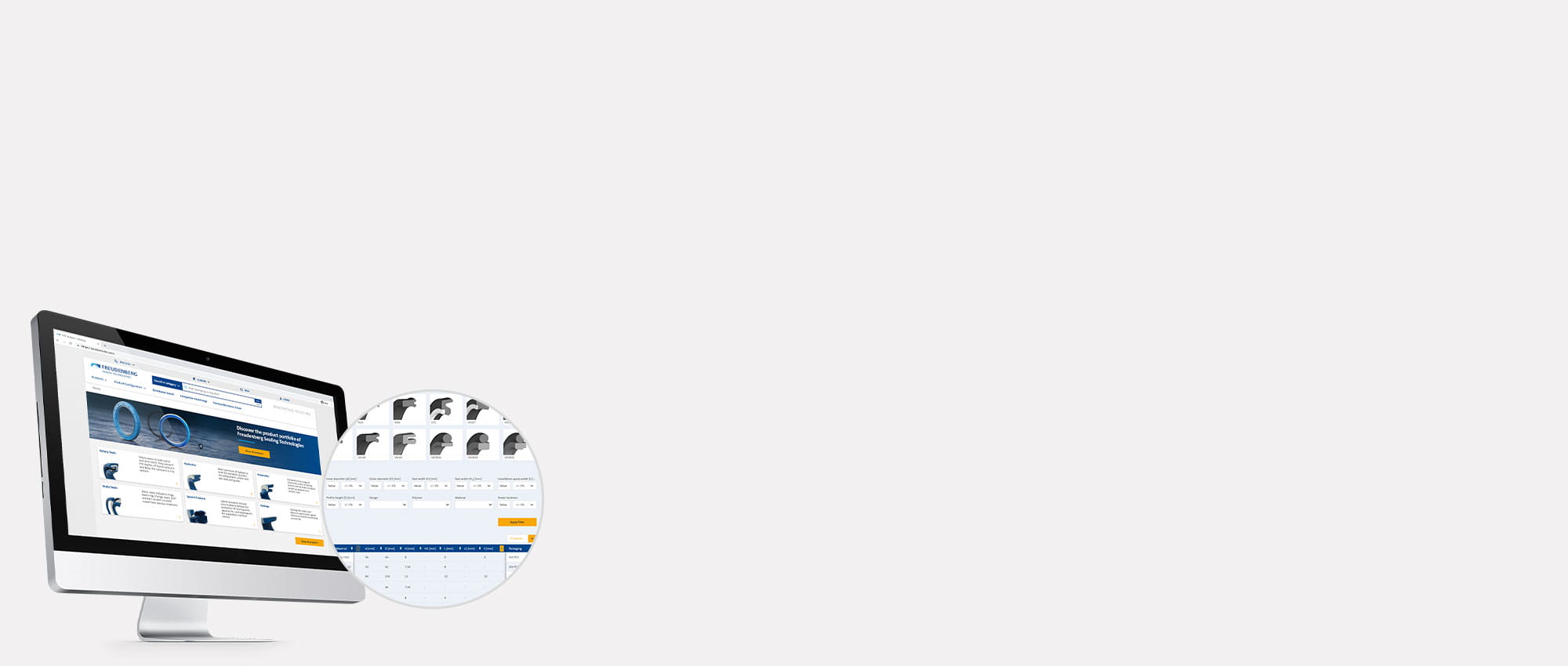 Computer Monitor zeigt Produktkatalog